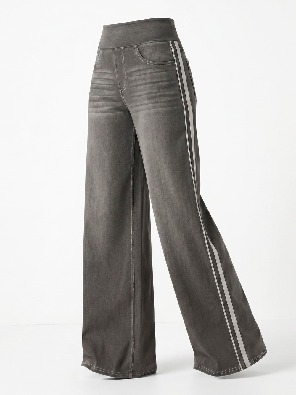 Halara High Waisted Stripe
Wide Leg Flowy Washed Casual Jeans Size Large Long